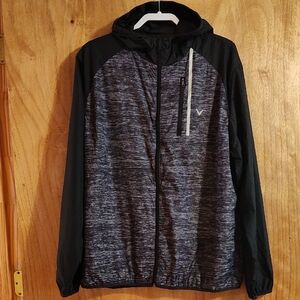 ⛳ Callaway Mens Hooded Packable Windbreaker Caviar Gray Black Lightweight XL